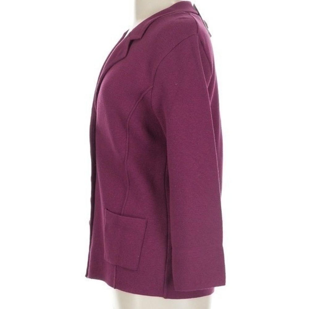 Grace Milano Cardigan Women Large Magenta Purple Cotton Knit Blazer Button Front - Picture 5 of 7